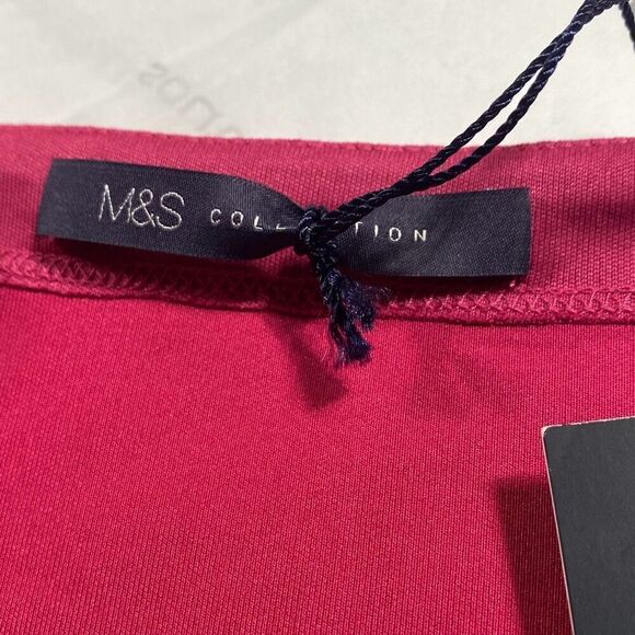 M&S Marks & Spencer Scuba Shift MIDI Dress Fit & Flare Pleated Skirt Short Sleev - Picture 8 of 11
